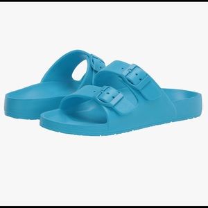 Vince Camuto Mandial Slides, Aqua, Size 7M, new in box!  Birkenstock lookalikes!